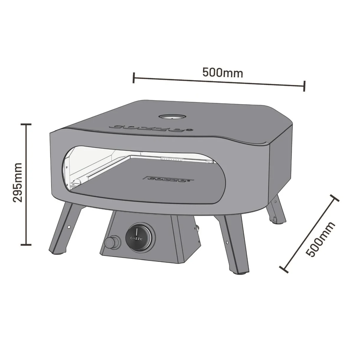 Dimensions du Cozze 13" Classic : 50 × 50 × 29,5 cm