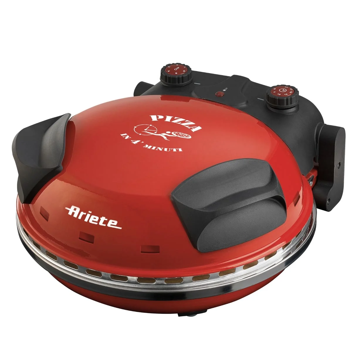 Ariete 909 rouge fermé, ses deux boutons de réglage à l’arrière
